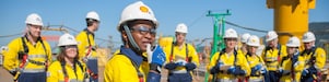 A female Shell engineer leading her team at an operational site.