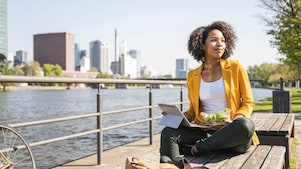 joyful student attending a workshop