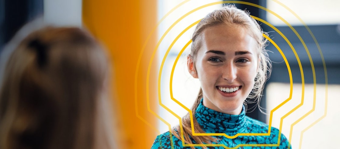 School Student Smiling at Friend in a working environment