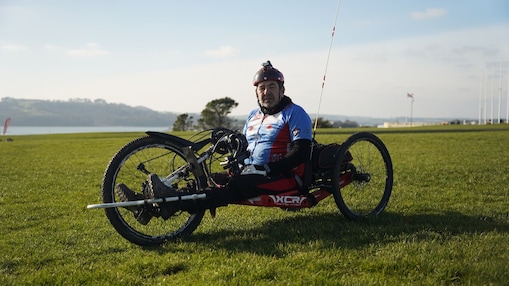 Disabled rider on a specially designed bike