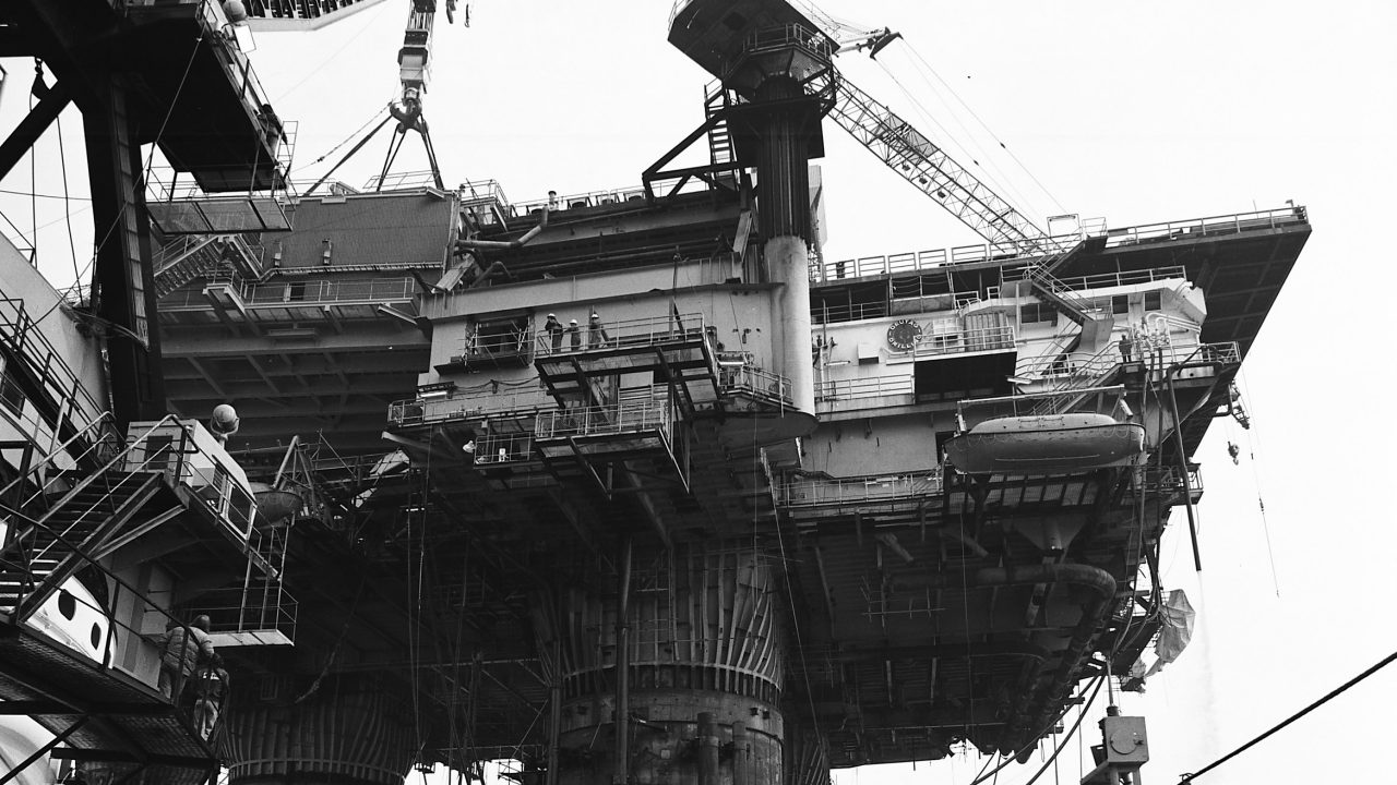 A close up of the Brent GBS and topside