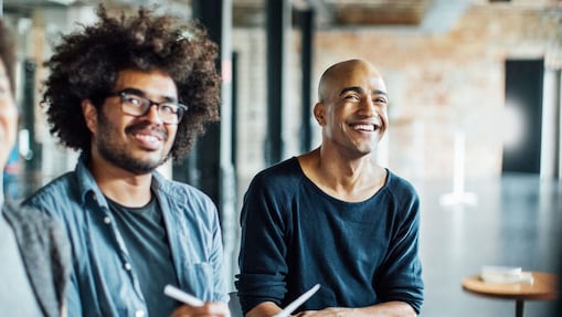 Colleagues laughing