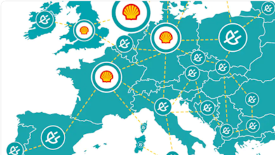 Map showing Electric Vehicle charge point locations