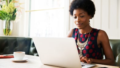 Woman using laptop
