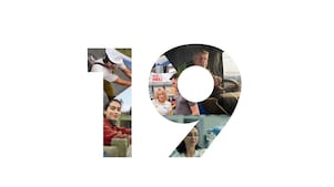 Number nineteen graphic with industrial imagery, representing Shell as the world’s number one finished lubricants supplier for 19 consecutive years