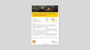Mining dump trucks using Shell Spirax oil to extend drain intervals and reduce
