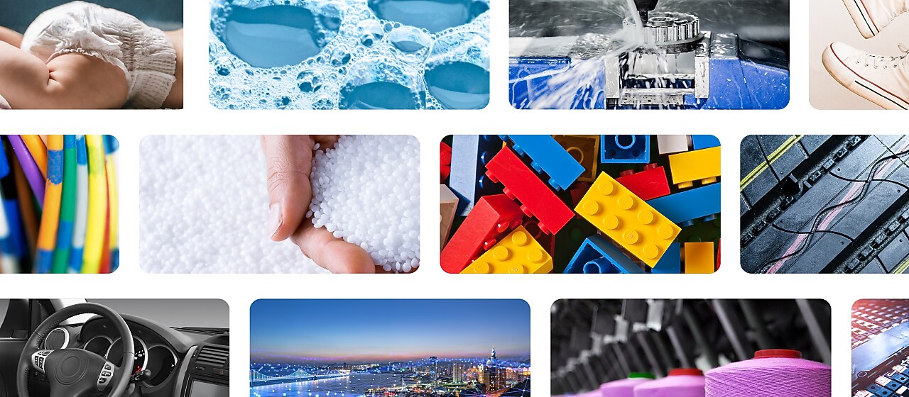 Mosaic image, including image of plastics and water