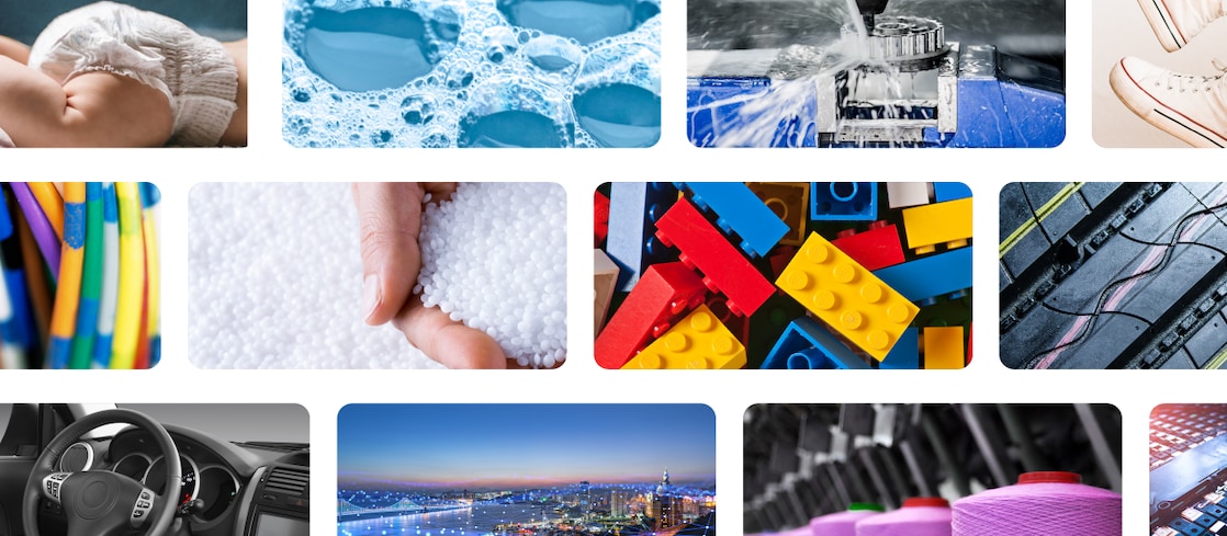 Mosaic image, including image of plastics and water