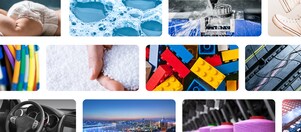 Mosaic image, including image of plastics and water