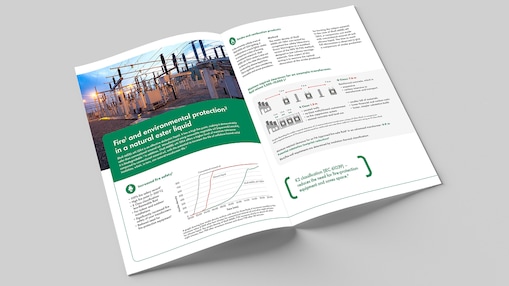 A mock-up of the Shell MIDEL en 1204 product brochure open at a random page.