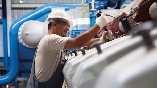 Engineer working on engine