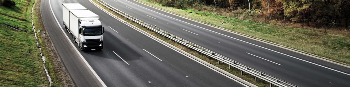 Commercial driver inside of his truck.