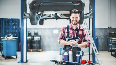 Man smiling at work