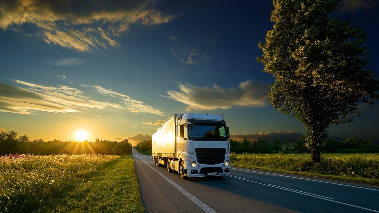 Truck driving into distance