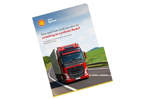 Shell Spirax brochure with a red truck on a highway