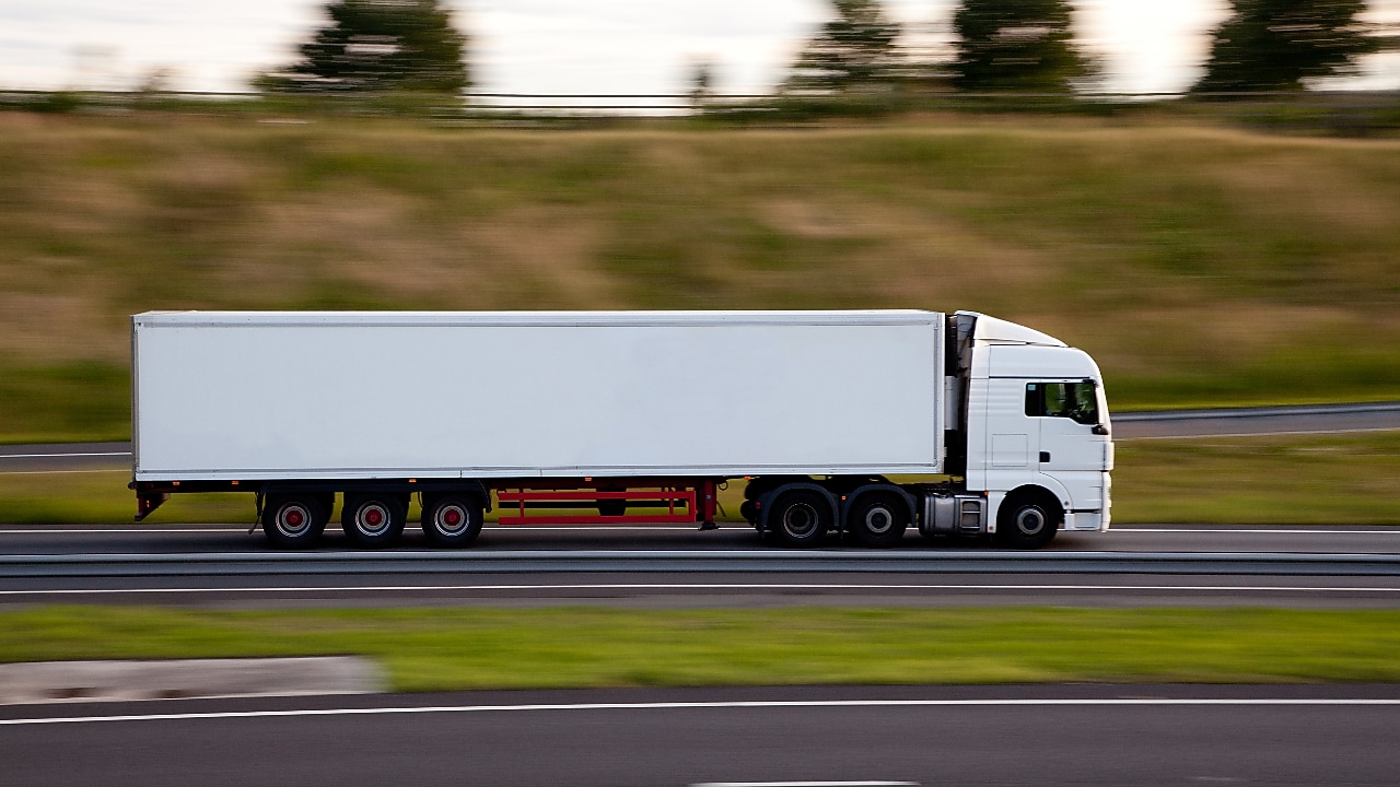 Truck driving into distance