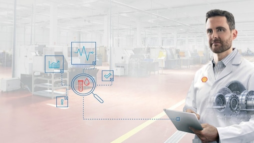 A Shell Lube Analyst in a white lab coat