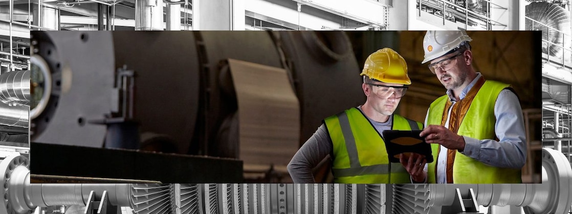 Two engineers looking at screen