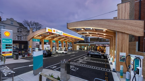 Shell Recharge Fulham Road Service Station with Costa Coffee